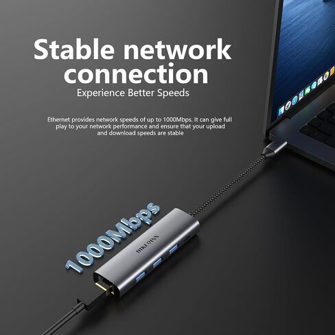 USB A to 3 USB-A 3.0 Ports, with USB C Power Port, Ethernet Adapter 10 100 1000 Gigabit Network Converter for MacBook Pro/Air, iMac, Thinkpad, HP, Dell Pro 13 Premium,Surface Book 3 (USB-A) in Saudi Arabia