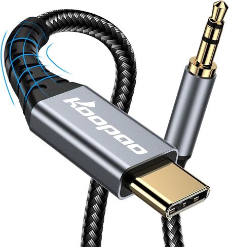 USB Type C to 3.5mm Male Aux Cable, KOOPAO 2M USB-C to 3.5mm Earphone Stereo Cord Compatible with Pad Pro 2018 Google Pixel 2 3 4XL Moto Z and Galaxy Note10+ Huawei HTC (6.6Ft) in Saudi Arabia