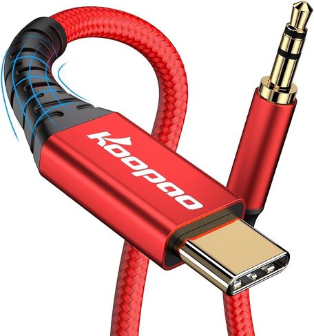 USB Type C to 3.5mm Male Aux Cable, KOOPAO 2M USB-C to 3.5mm Earphone Stereo Cord Compatible with Pad Pro 2018 Google Pixel 2 3 4XL Moto Z and Galaxy Note10+ Huawei HTC (6.6Ft) in Saudi Arabia