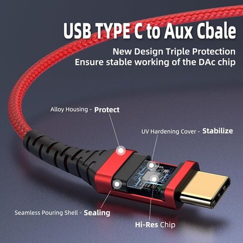 USB Type C to 3.5mm Male Aux Cable, KOOPAO 2M USB-C to 3.5mm Earphone Stereo Cord Compatible with Pad Pro 2018 Google Pixel 2 3 4XL Moto Z and Galaxy Note10+ Huawei HTC (6.6Ft) in Saudi Arabia