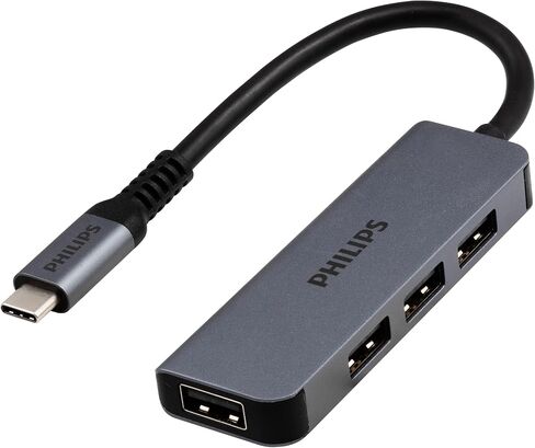 Philips USB-C Multiport Hub ، مع شاشة HDMI 4K ، 10 بت في الثانية و 2 5 جيجابت في الثانية من منافذ بيانات USB-A ، توصيل الطاقة 100 واط ، موصل متعدد الأجهزة ، للهاتف ، الكمبيوتر اللوحي أو الكمبيوتر المحمول ، الرمادي/الفضة ، SWL3303M/37 in Saudi Arabia