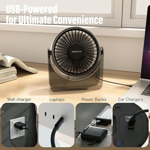 مروحة مكتب USB ، مروحة طاولة محمولة 6 بوصات ، 3 سرعات هادئة تبريد قوي ، مروحة صغيرة صغيرة من أجل طاولة مكتب غرفة نوم المكتب ، هدايا للنساء الرجال ، الميل الأسود ، قابل للتعديل in Kuwait
