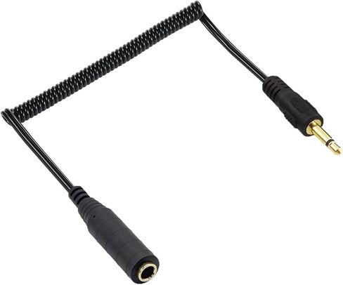 ملفوف 90deg زاوية DC 3.5 مم إلى 6.35 مم كابل الصوت ، الربيع 6.35 مم 1/4 بوصة TS مقبس مونو مونو إلى 3.5 مم 1/8 " in Kuwait