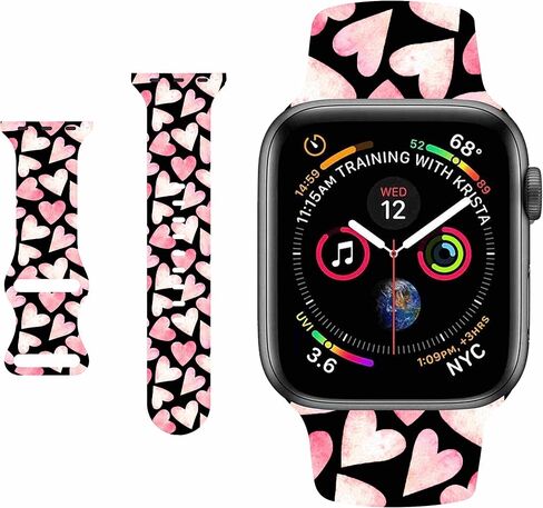 Smart Watch Band Compatible with Apple Watch iWatch 7/6/SE/5/4/3/2/1 (38mm 40mm 41mm), Beautiful Elegant Love Heart Valentine Sport Soft Silicone Rubber Replacement Bands -A(M/L) in Saudi Arabia
