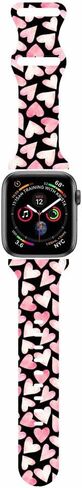 Smart Watch Band Compatible with Apple Watch iWatch 7/6/SE/5/4/3/2/1 (38mm 40mm 41mm), Beautiful Elegant Love Heart Valentine Sport Soft Silicone Rubber Replacement Bands -A(M/L) in Saudi Arabia