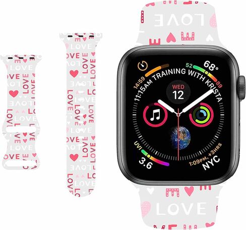 Smart Watch Band Compatible with Apple Watch iWatch 7/6/SE/5/4/3/2/1 (38mm 40mm 41mm), Beautiful Elegant Love Heart Valentine Sport Soft Silicone Rubber Replacement Bands -A(M/L) in Saudi Arabia