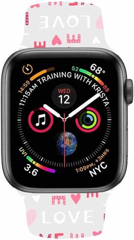 Smart Watch Band Compatible with Apple Watch iWatch 7/6/SE/5/4/3/2/1 (38mm 40mm 41mm), Beautiful Elegant Love Heart Valentine Sport Soft Silicone Rubber Replacement Bands -A(M/L) in Saudi Arabia