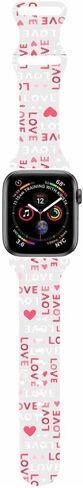 Smart Watch Band Compatible with Apple Watch iWatch 7/6/SE/5/4/3/2/1 (38mm 40mm 41mm), Beautiful Elegant Love Heart Valentine Sport Soft Silicone Rubber Replacement Bands -A(M/L) in Saudi Arabia