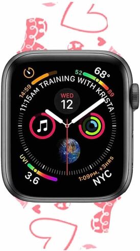 Smart Watch Band Compatible with Apple Watch iWatch 7/6/SE/5/4/3/2/1 (38mm 40mm 41mm), Beautiful Elegant Love Heart Valentine Sport Soft Silicone Rubber Replacement Bands -A(M/L) in Saudi Arabia