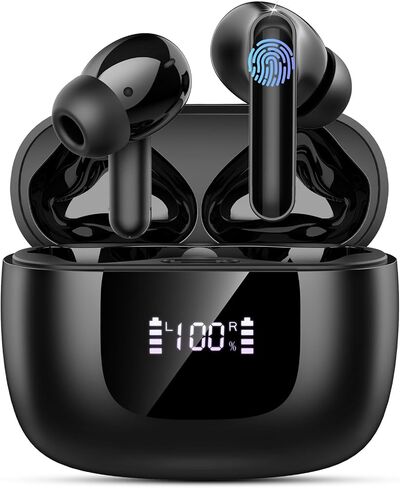 yobola Wireless Earbuds, Bluetooth Ear Buds Deep Bass, Dual LED Display Bluetooth 5.4 Headphones with 4 ENC Noise Cancelling Mic, IPX7 Waterproof 35H Playtime in-Ear Earphones for Phone Sport Workout in Saudi Arabia