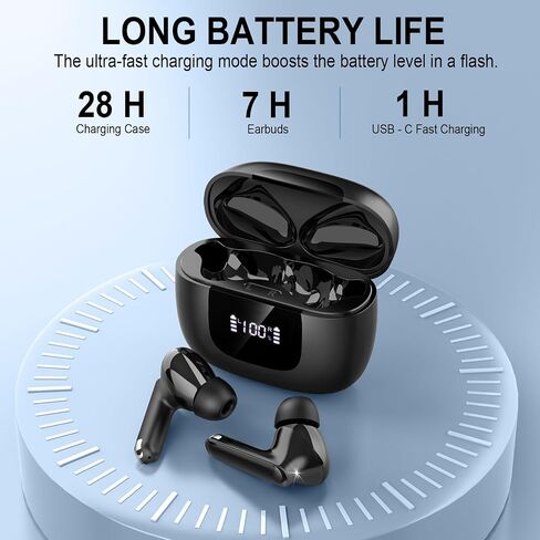 yobola Wireless Earbuds, Bluetooth Ear Buds Deep Bass, Dual LED Display Bluetooth 5.4 Headphones with 4 ENC Noise Cancelling Mic, IPX7 Waterproof 35H Playtime in-Ear Earphones for Phone Sport Workout in Saudi Arabia
