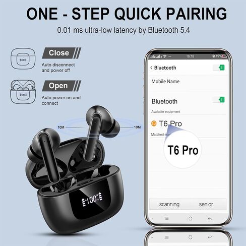 yobola Wireless Earbuds, Bluetooth Ear Buds Deep Bass, Dual LED Display Bluetooth 5.4 Headphones with 4 ENC Noise Cancelling Mic, IPX7 Waterproof 35H Playtime in-Ear Earphones for Phone Sport Workout in Saudi Arabia