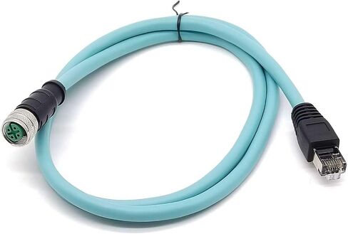 3.28ft M12 4 PIN رمز أنثى إلى RJ45 الذكور الصناعي Ethernet Cable High Flex CAT7 مجموعة كبلات محمية الحقل لتطبيق الأتمتة 1Meter in Kuwait
