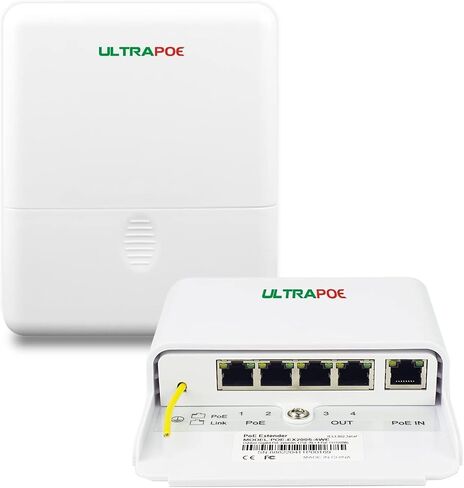 2-Port Gigabit PoE Passthrough Switch & Extender - Outdoor IP65 Rainproof, IEEE 802.3af/at, PoE Splitter, Injector, Amplifier, Booster - 30W 48V, Up to 100m (328ft) in Saudi Arabia