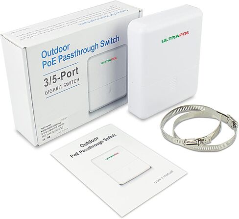 2-Port Gigabit PoE Passthrough Switch & Extender - Outdoor IP65 Rainproof, IEEE 802.3af/at, PoE Splitter, Injector, Amplifier, Booster - 30W 48V, Up to 100m (328ft) in Saudi Arabia