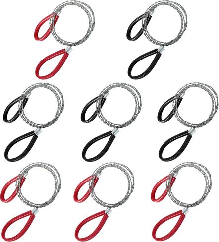 2 PCS Cable Saw Stainless Steel saw, Hand Rope Saw PVC Pipe Cutter Wire Saw, Wood Cutting Saw Metal Pipe Cutter for Camping Hiking Hunting(Red & Black) in Kuwait