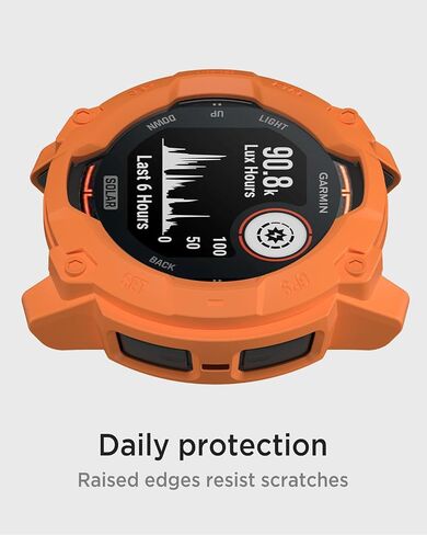 Miimall Rugged Case Compatible for Garmin Instinct 3 Solar 45mm Bumper, Anti-Collision, Anti-Drop, Soft TPU Cover Shell for Women Men Ultra Thin Protective Case for Instinct 3 Solar, Orange in Saudi Arabia
