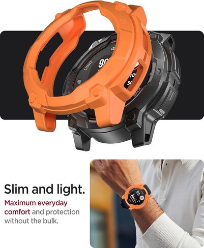 Miimall Rugged Case Compatible for Garmin Instinct 3 Solar 45mm Bumper, Anti-Collision, Anti-Drop, Soft TPU Cover Shell for Women Men Ultra Thin Protective Case for Instinct 3 Solar, Orange in Saudi Arabia
