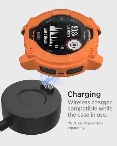 Miimall Rugged Case Compatible for Garmin Instinct 3 Solar 45mm Bumper, Anti-Collision, Anti-Drop, Soft TPU Cover Shell for Women Men Ultra Thin Protective Case for Instinct 3 Solar, Orange in Saudi Arabia