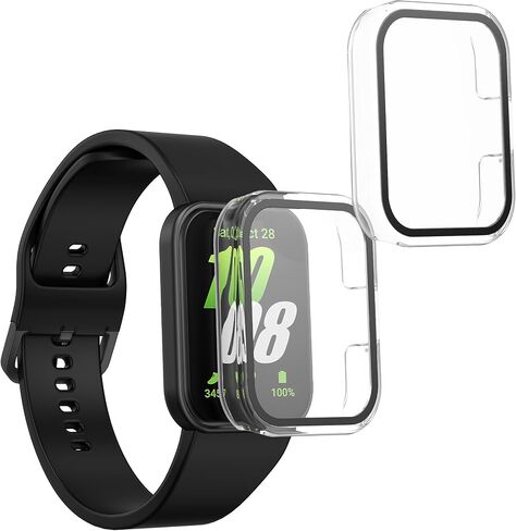 kwmobile Cover Comaptible with Samsung Galaxy Fit 3 Covers - 2X Tempered Glass with Plastic Frame - Transparent in Saudi Arabia