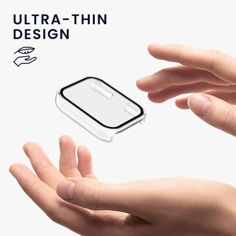 kwmobile Cover Comaptible with Samsung Galaxy Fit 3 Covers - 2X Tempered Glass with Plastic Frame - Transparent in Saudi Arabia