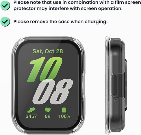 kwmobile Cover Comaptible with Samsung Galaxy Fit 3 Covers - 2X Tempered Glass with Plastic Frame - Transparent in Saudi Arabia