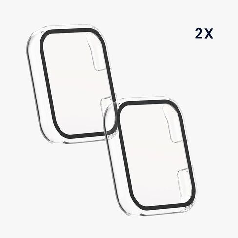 kwmobile Cover Comaptible with Samsung Galaxy Fit 3 Covers - 2X Tempered Glass with Plastic Frame - Transparent in Saudi Arabia