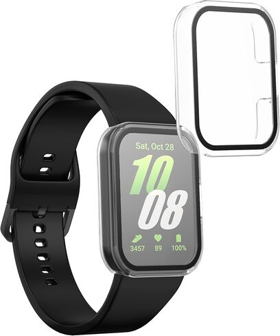 kwmobile Cover Comaptible with Samsung Galaxy Fit 3 Covers - 2X Tempered Glass with Plastic Frame - Transparent in Saudi Arabia