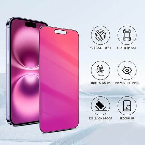2 حزمة لهاتف iPhone 16 Pro Max واقي شاشة للخصوصية 25 درجة مضاد للتجسس من الزجاج المقسى متدرج ملون ومضاد للظهور ومضاد للضوء الأزرق إطار سهل التركيب تغطية كاملة مضادة للخدش 6.9 بوصة in Saudi Arabia