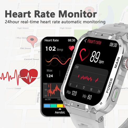 Smart Watch for Men(Answer/Dial Calls), 5ATM Waterproof, 1.96''HD Rugged Tactical Fitness Watch for Android iOS iPhones with 100+Sport Modes,Heart Rate,Sleep Monitor (Black) in Saudi Arabia