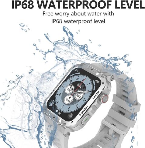 Smart Watch for Men(Answer/Dial Calls), 5ATM Waterproof, 1.96''HD Rugged Tactical Fitness Watch for Android iOS iPhones with 100+Sport Modes,Heart Rate,Sleep Monitor (Black) in Saudi Arabia