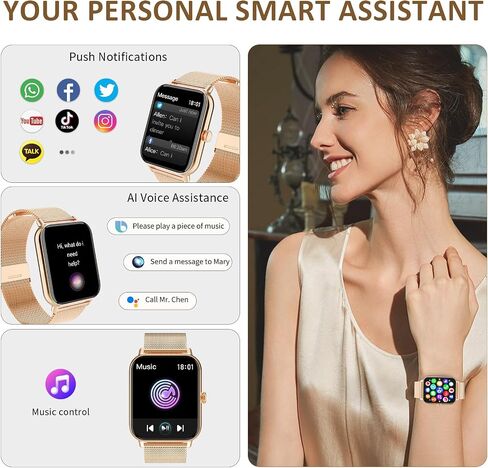 Smart Watches for Women[Answer/Make Calls],1.83" HD Fitness Tracker Watch with Heart Rate/Sleep Monitor, 120+ Sport Modes,IP67 Waterproof Smartwatch for Android Phones iPhone.3 Straps(22mm). in Saudi Arabia