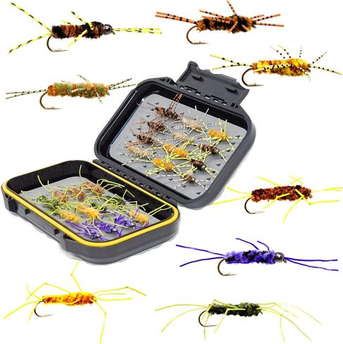 Outdoor Planet 24/48/66/72 Premium Hand Tied Fly Fishing Flies Assortment | Fly Boxes Included | Dry, Wet, Nymphs, Streamers, Wooly Buggers, Terrestrials | Trout, Bass Lure Set, Kit, Gift in Kuwait