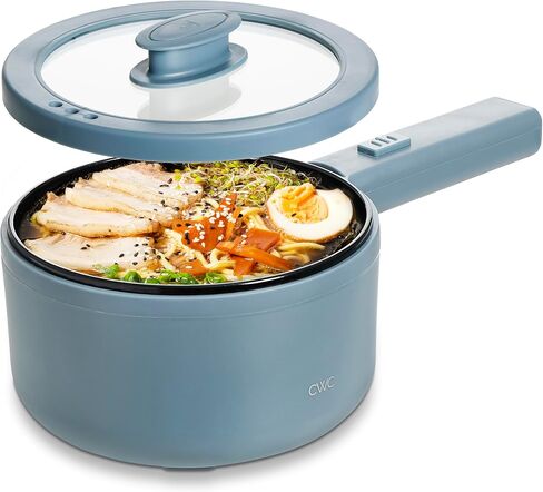 COOK WITH COLOR Electric Hot Pot, 1.6L Mini Cooker, 700W Power, Non-Stick Surface, Thermal Cut-Out Protection, Perfect for Rice, Noodles, Soups, Stews, Dorms, Apartments, and Small Kitchens, Greige in Kuwait
