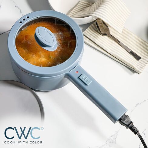COOK WITH COLOR Electric Hot Pot, 1.6L Mini Cooker, 700W Power, Non-Stick Surface, Thermal Cut-Out Protection, Perfect for Rice, Noodles, Soups, Stews, Dorms, Apartments, and Small Kitchens, Greige in Kuwait