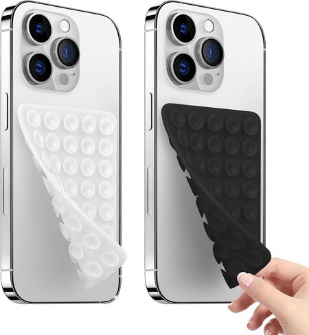 2 Pack Silicone Phone Case Suction Mount — Mobile Double Sided Suction Cup Non Slip Sticky Phone Grip for iPhone, Hands Free Phone Holder for Selfies and Videos (Sky Blue & Pink) in Saudi Arabia