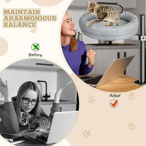 سرير مكتب Cat ، سرير قط للمكتب يدعم ما يصل إلى 50 رطلاً ، جثم مكتب قطة ناعمة مريحة ، مرفق قطة Cat Nest Round Mound in Kuwait