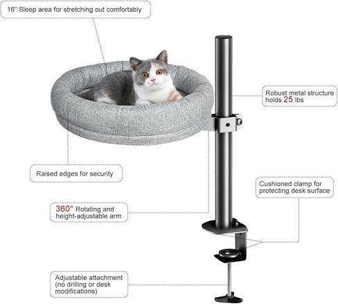 سرير مكتب Cat ، سرير قط للمكتب يدعم ما يصل إلى 50 رطلاً ، جثم مكتب قطة ناعمة مريحة ، مرفق قطة Cat Nest Round Mound in Kuwait