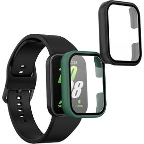 kwmobile Cover Comaptible with Samsung Galaxy Fit 3 Covers - 2X Tempered Glass with Plastic Frame - Transparent