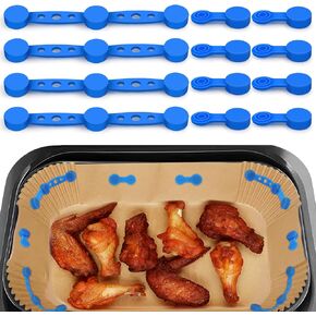 4-Piece Air Fryer Magnet Silicone Buckle for Fixing Air Fryer Parchment Paper Liners, Suitable for All Brands and Models of Air Fryers with Iron Parts