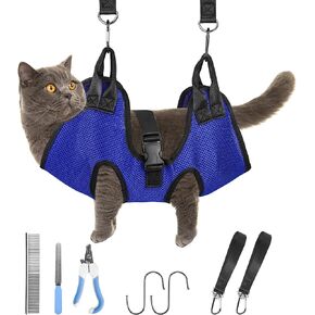 PatiencET Dog Grooming Hammock, Pet Grooming Hammock for Cats & Dogs with Security Strap, Dog Sling for Nail Trimming with Nail Clippers/Trimmer, Nail File, Pet Comb(XS)