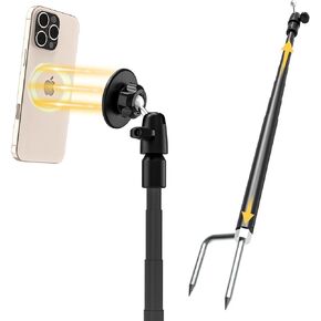 Ground Golf Monopod Phone Holder with Spike Stake, Record Golf Swing Selfie Stick with Magnetic Phone Mount for iPhone 16/15/14/13 Pro Max, Galaxy S24/S23/S22 and Other Mobile Phone