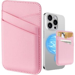 Senose Magnet Phone Wallet, Slim Mag Wallet, Magnetic Card Holder Compatible for iPhone 16/15/14/13/12 and Pro/Pro max, Minimalist Leather Wallet, 3 Slots, Black
