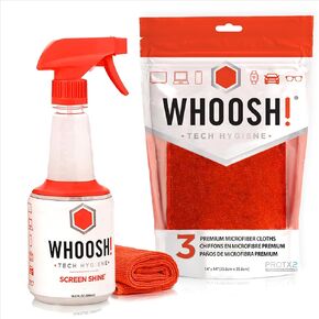 WHOOSH! Screen Cleaner Spray & Microfiber Cloths Bundle | 16.9 fl oz + 3 Microfiber Cloths (14x14)