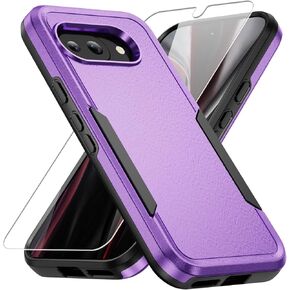 for Pixel 9a Case, with HD Screen Protector [Military Grade Drop Tested] Heavy-Duty Tough Rugged Shockproof Protective Case for Pixel 9a, Black