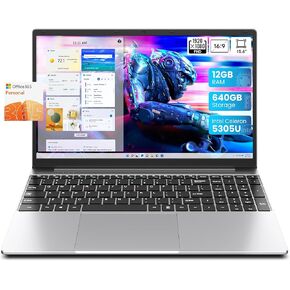 jumper Laptop, 12GB RAM 640GB Storage, 5305U Processor, 15.6 Inch Computer, FHD IPS Screen, 38Wh Battery, 2 Stereo Speakers, USB3.0 * 2, Type-C, WiFi-5.
