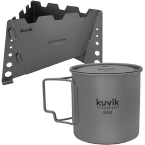 Kuvik Titanium Solid Fuel Stove & 650ml (22 oz) Titanium Pot Bundle