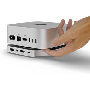 Minisopuru iExpandMate MINI4PRO Mac Mini M4 Dock with 4K@60 HDMI, 4TB M.2 NVMe SSD Enclosure, Mac Mini Hub & Stand for Mac Mini M4 and M4 Pro 2024 (TF/SD Slot, 3* USB-A 2.0, Audio) | Silver