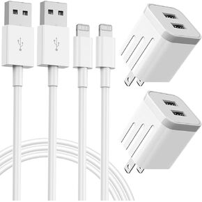 iPhone Fast Charger, USB Wall Charger 2Pack[Apple MFi Certified] Dual Port USB Wall Charger Block Plug with Long 6FT Fast Charging Lightning Cable Cord for iPhone 14 13 12 11 Pro Max XS X 8 Plus iPad