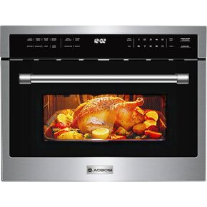 AAOBOSI 24 Inch Built in Microwave Convection Oven,1.6 Cu.Ft Wall Microwave Ovens Air Fryer Combos(upgraded), 1000Watt Power Sensor&Auto Cook, 12 Cooking Modes, Drop Down Door,Stainless Steel